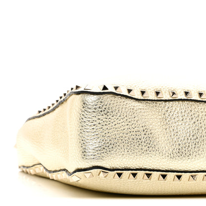 Valentino Garavani Metallic Pebbled Calfskin Small Rockstud Flip-Lock Messenger Bag Platino 8 of 9