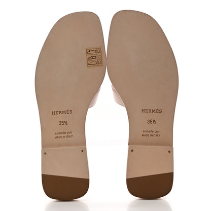 Hermes Box Calfskin Oran Sandals 35.5 Rose Pale 5 of 9