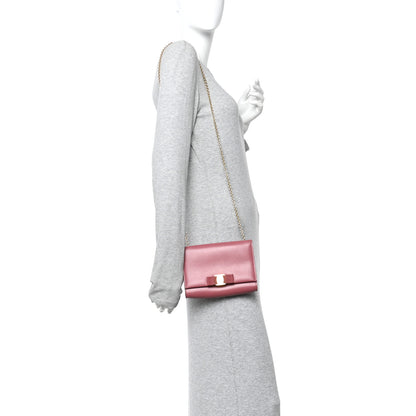 Salvatore Ferragamo Hammered Calfskin Mini Miss Vara Bow Chain Bag Pink 3 of 17