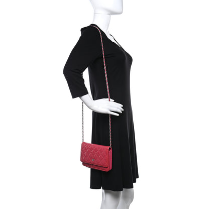 Chanel Patent Calfskin Quilted Wallet On Chain WOC Pink 2 of 15