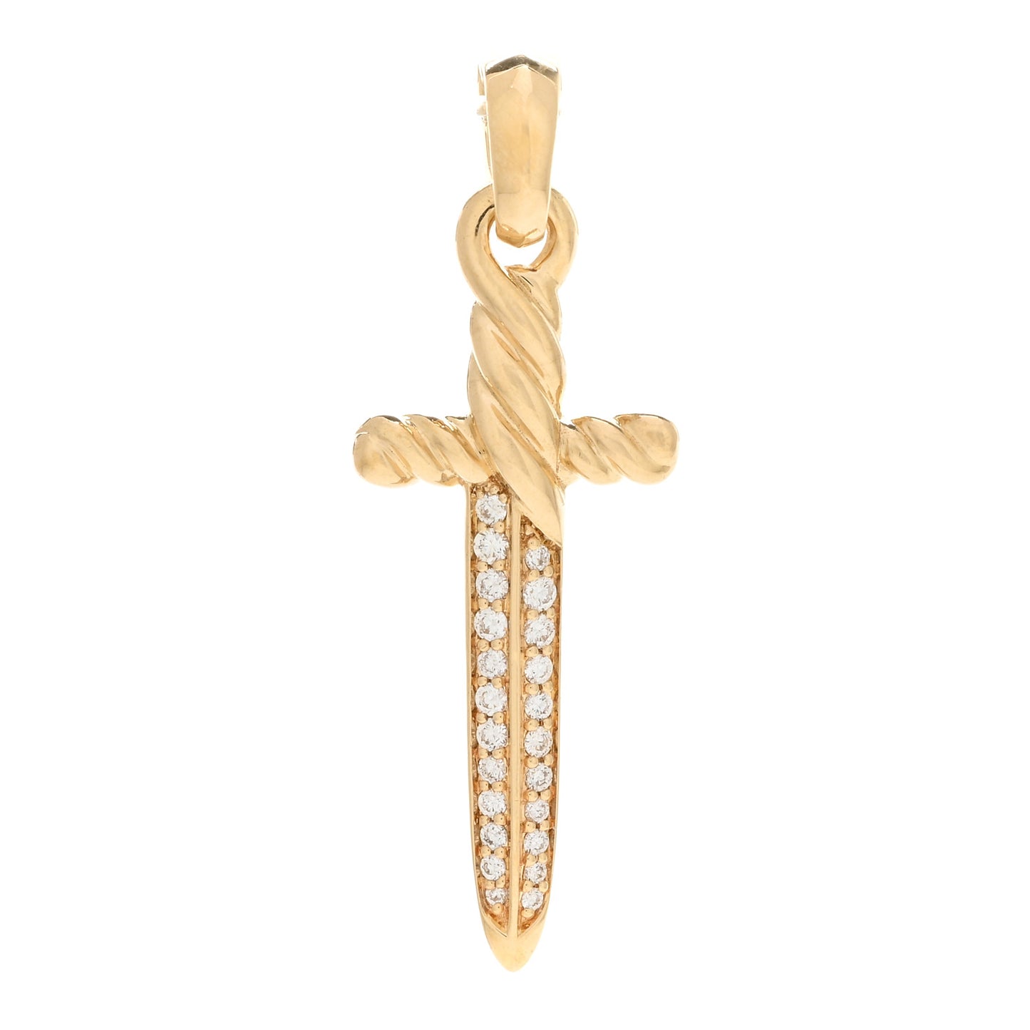 18K Yellow Gold Diamond Petrvs Dagger Amulet Pendant