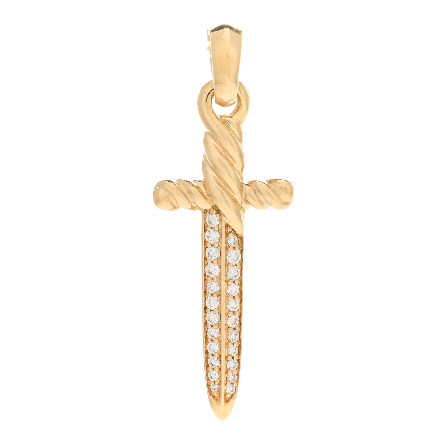 David Yurman 18K Yellow Gold Diamond Petrvs Dagger Amulet Pendant 1 of 3