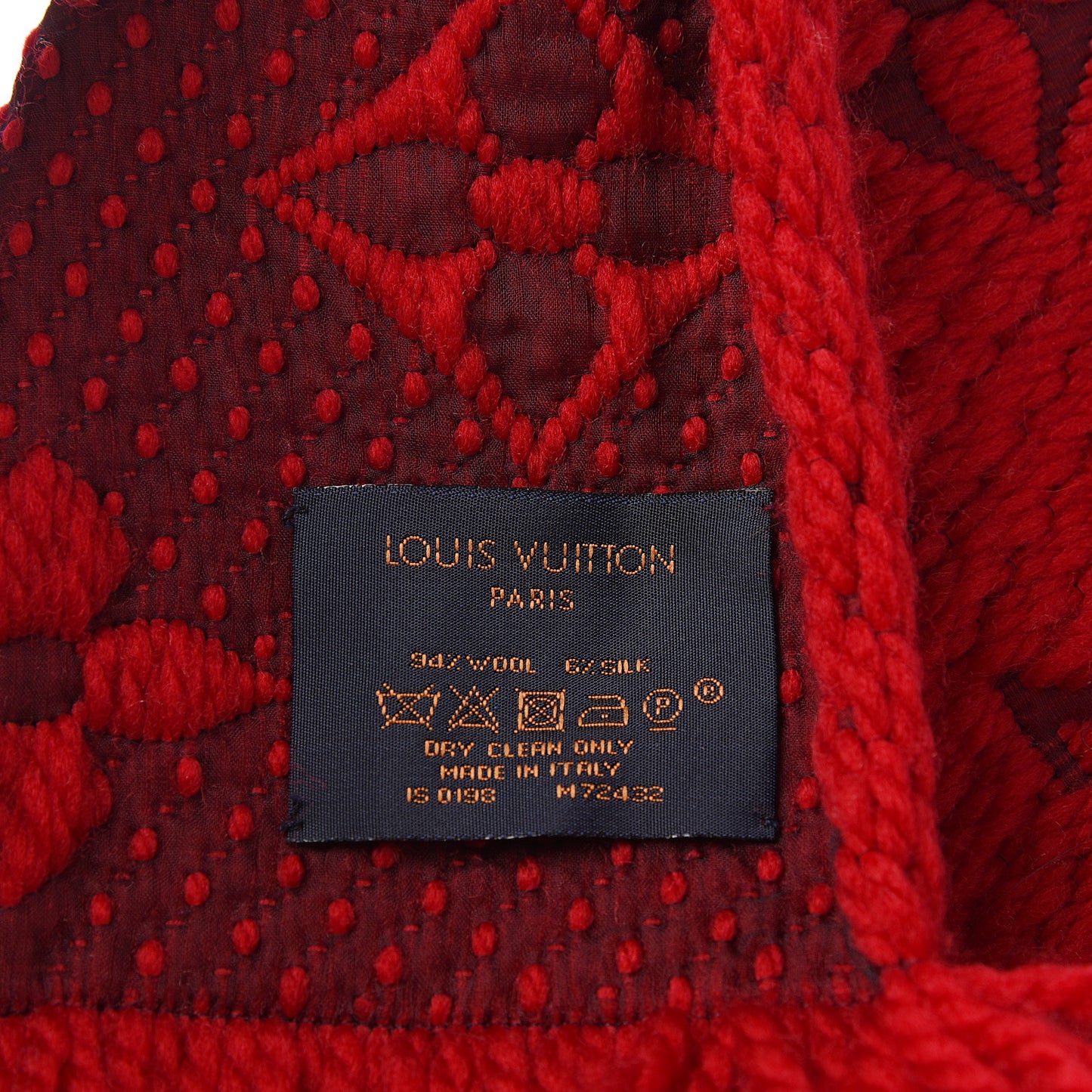 Wool Silk Logomania Scarf Rubis