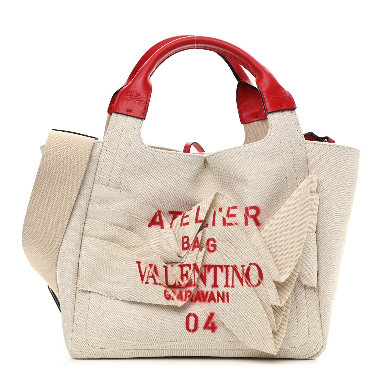 Valentino Garavani Canvas Atelier 09 Rose Blossom Edition Tote Bag Natural 3 of 13