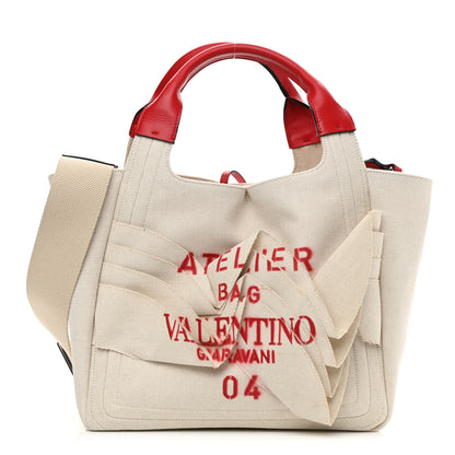 Valentino Garavani Canvas Atelier 09 Rose Blossom Edition Tote Bag Natural 3 of 13