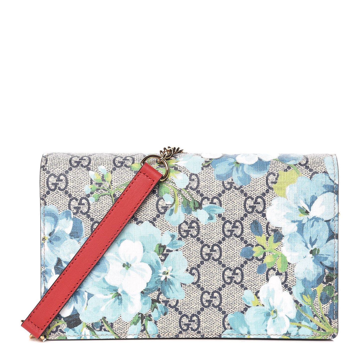 GG Supreme Monogram Blooms Chain Wallet Blue