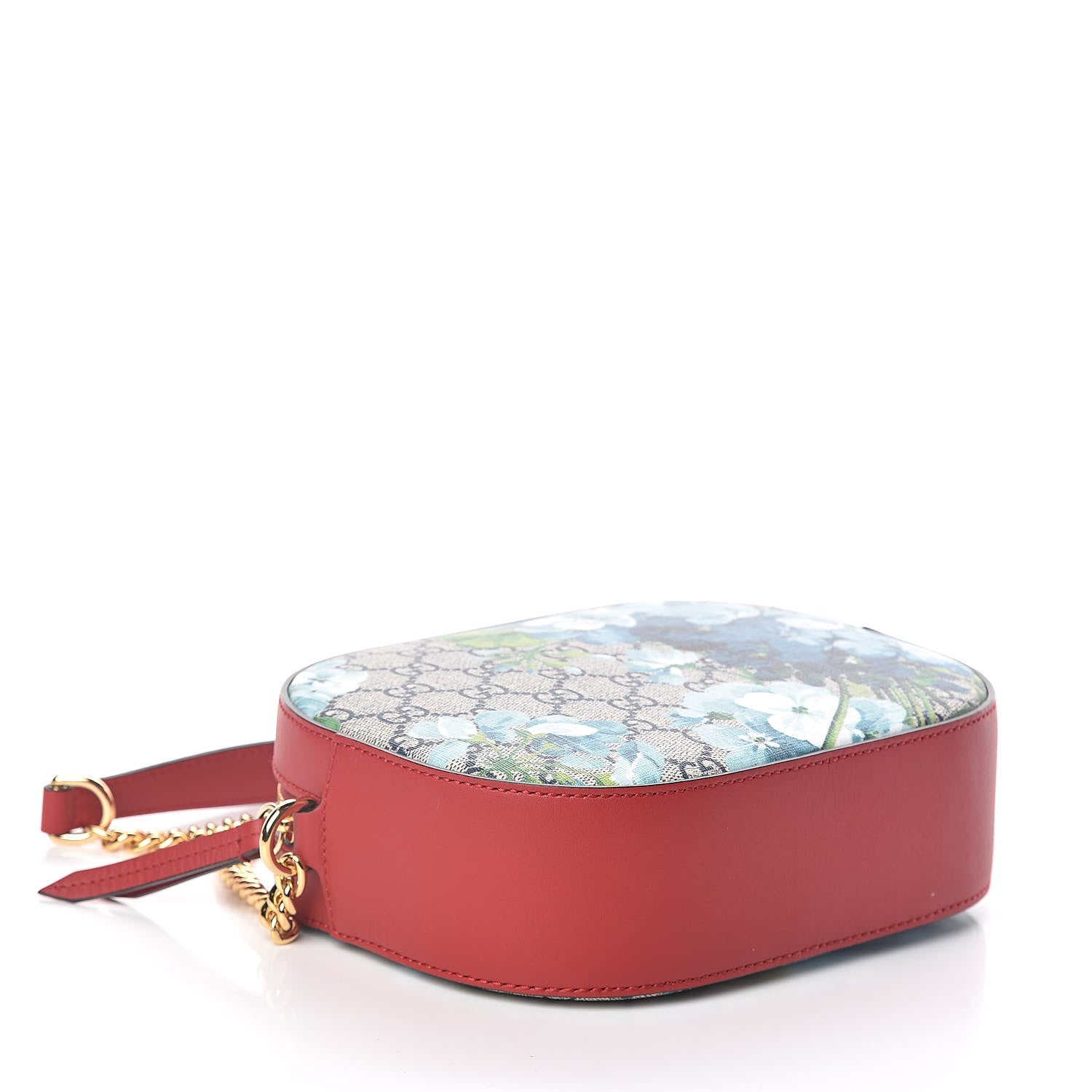 Gucci GG Supreme Monogram Blooms Mini Chain Shoulder Bag Beige Blue Navy Hibiscus Red 4 of 9