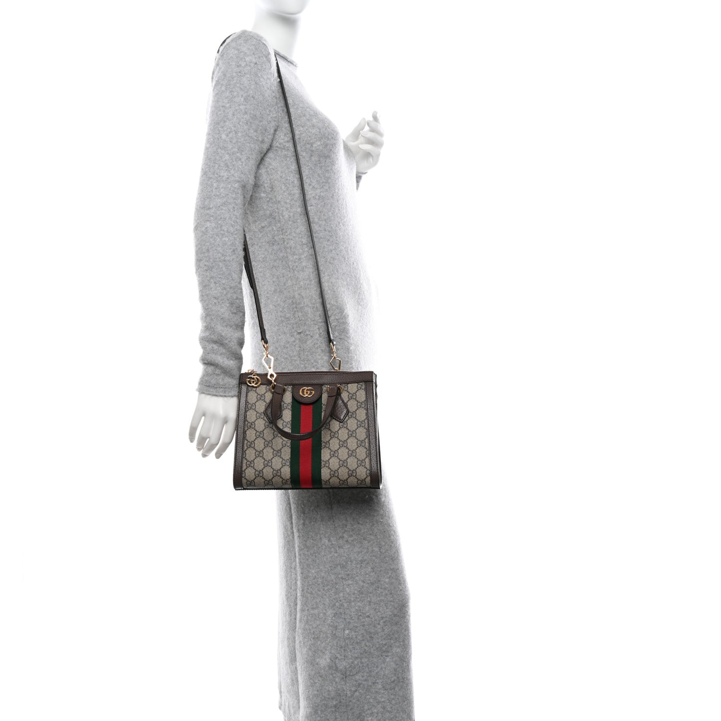 GG Supreme Monogram Small Ophidia Tote Bag Brown