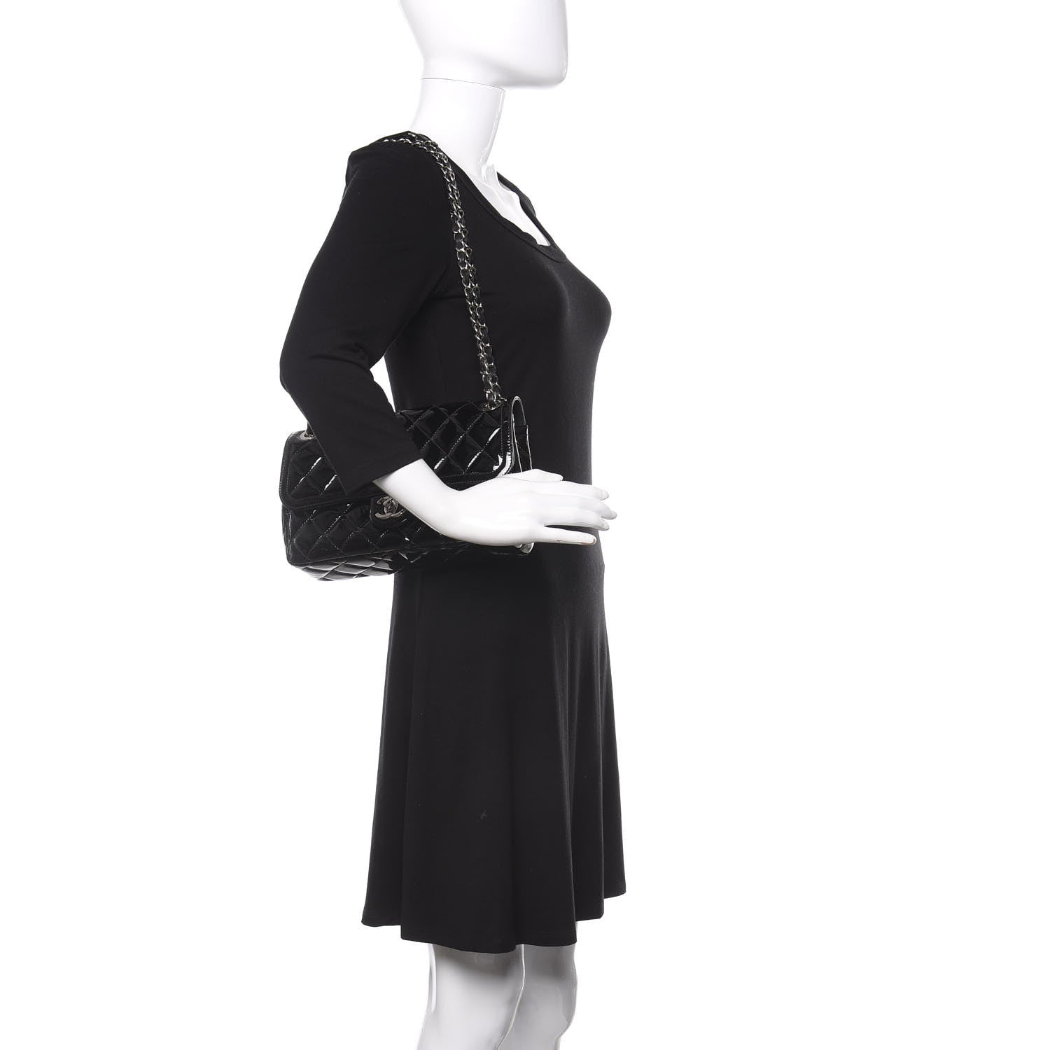 Chanel Patent Quilted Large Coco Shine Flap Black 2 of 20