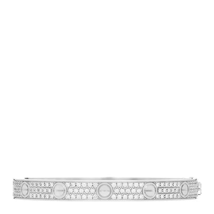 Cartier 18K White Gold Diamond LOVE Paved Bracelet 17 1 of 4