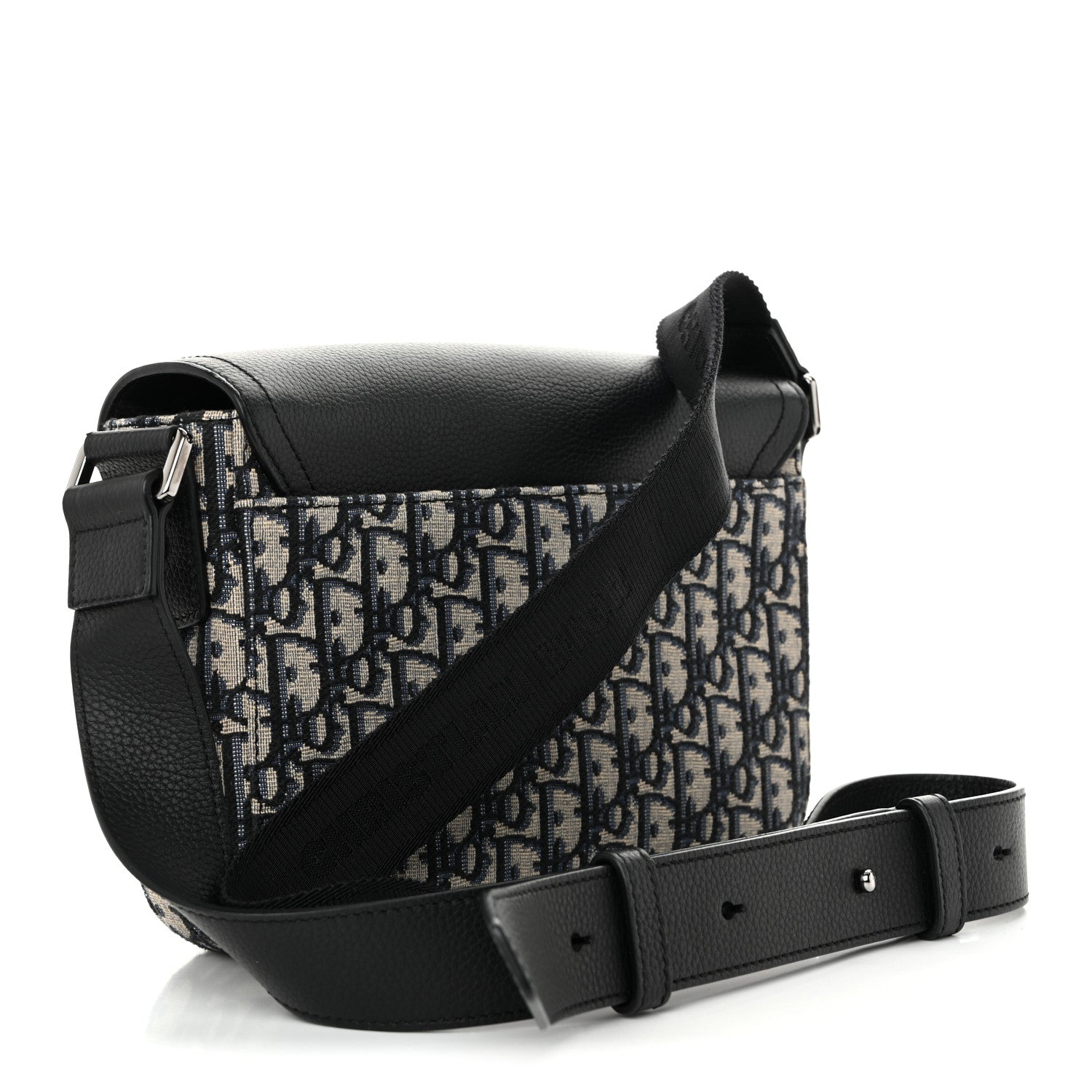 Christian Dior Oblique Jacquard Grained Calfskin Small Saddle Messenger Bag Beige Black 3 of 11