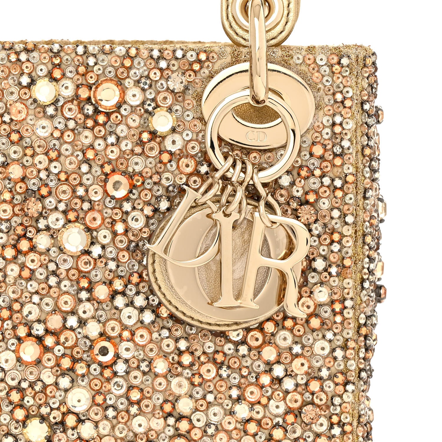 Christian Dior Metallic Calfskin Bead Embroidery Mini Lady Dior