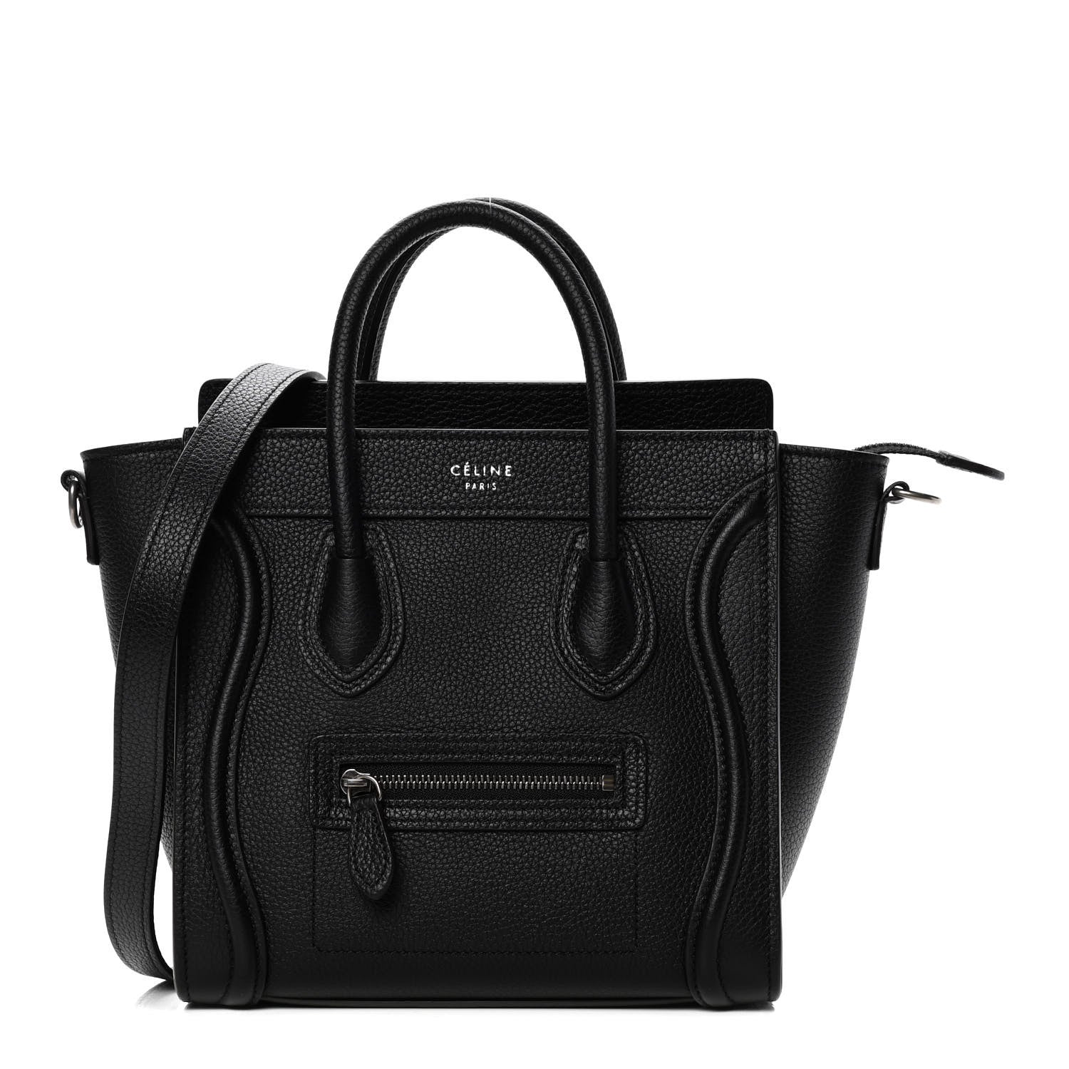 Celine Drummed Calfskin Nano Luggage Black 1 of 9