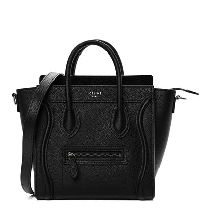 Celine Drummed Calfskin Nano Luggage Black 1 of 9