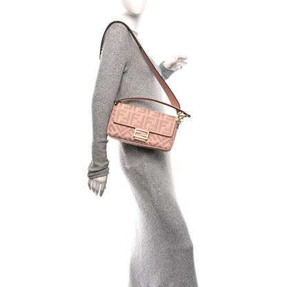 Fendi Canvas Vitello King Extra Strap FF Embroidered Baguette Baby Pink 2 of 9