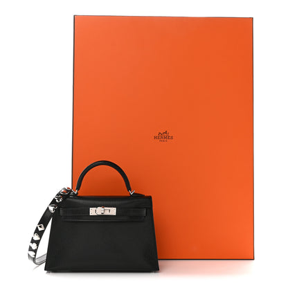Hermes Chevre Chamkila Clou de Coeur Mini Kelly Sellier 20 Black 11 of 11