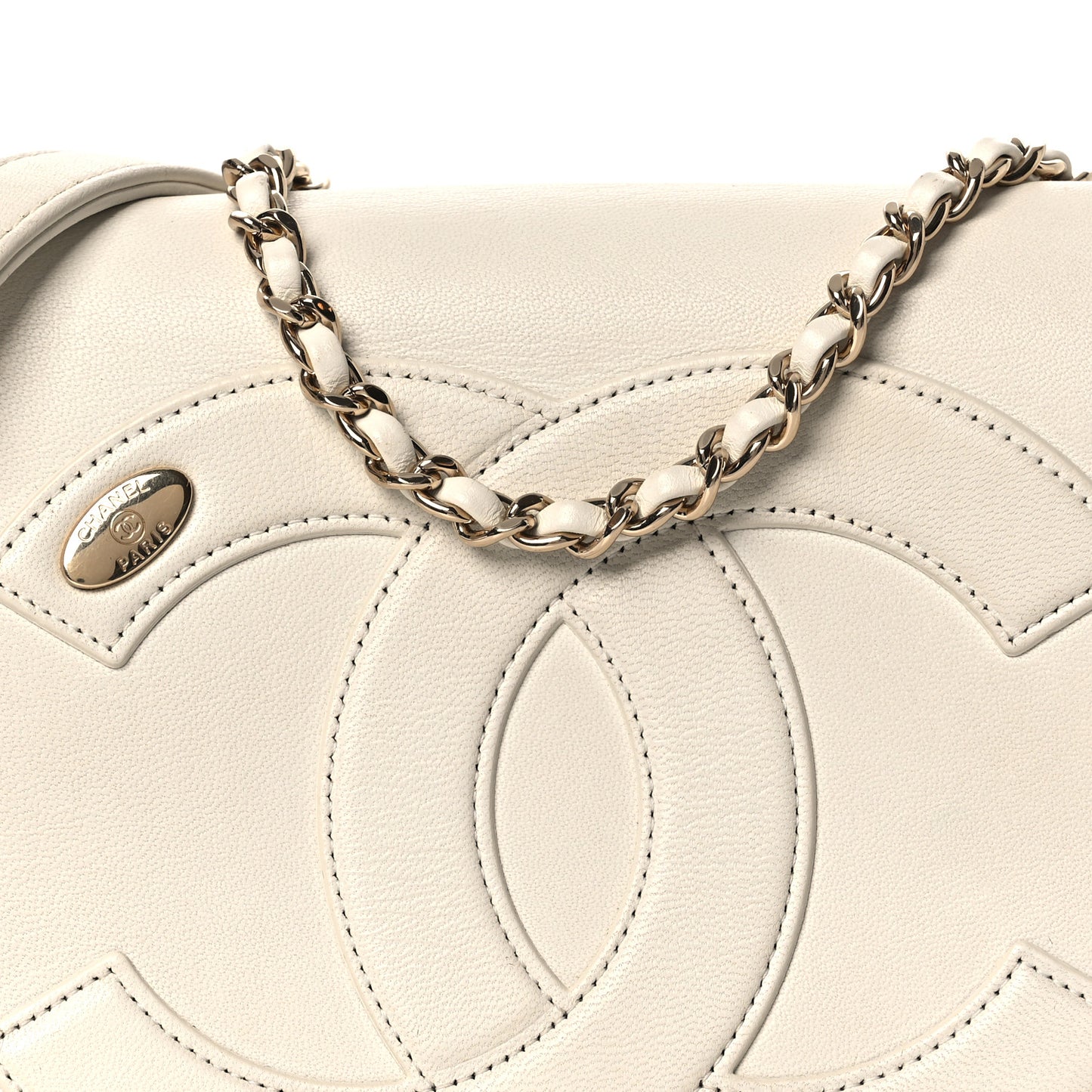 Lambskin CC Mania Flap Bag White