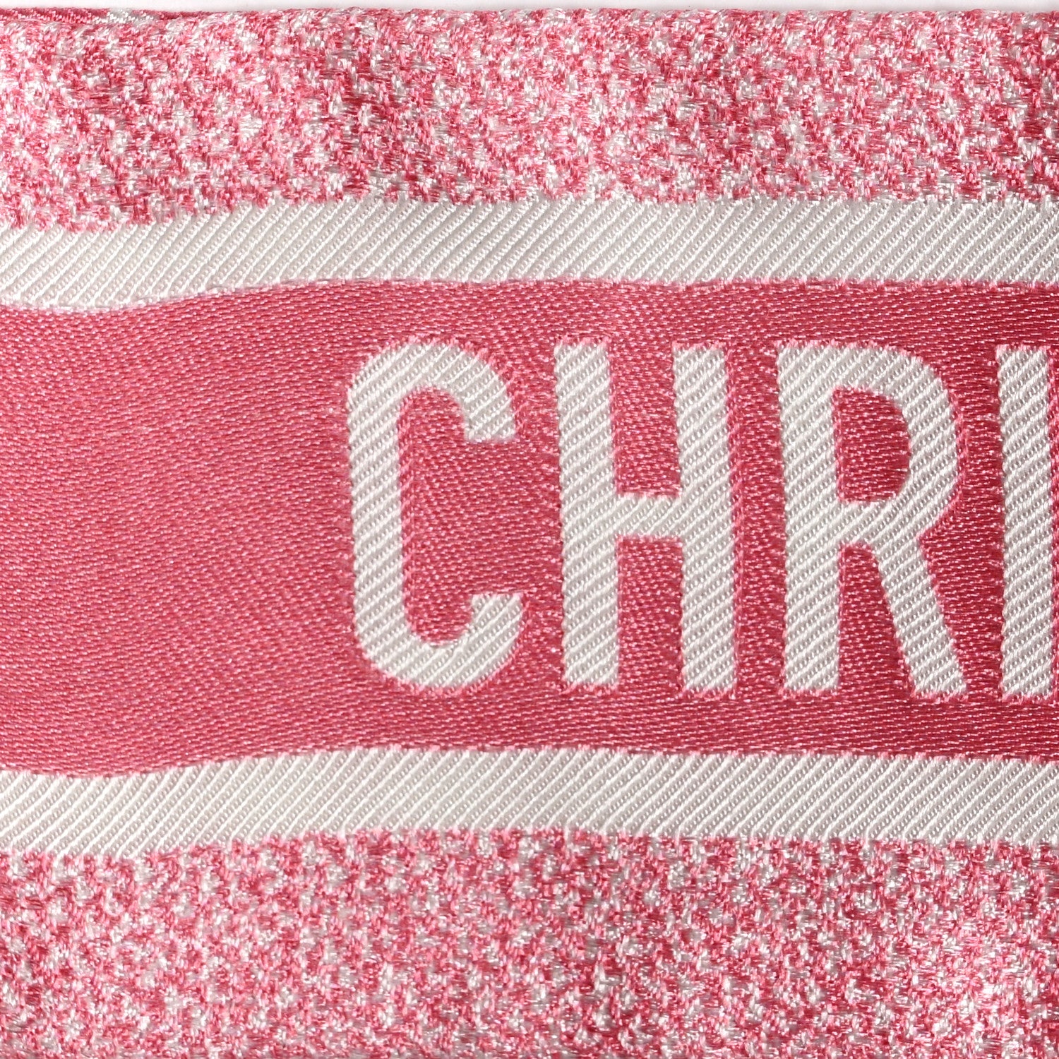 Christian Dior Silk Houndstooth Mitzah Scarf Pink 6 of 7