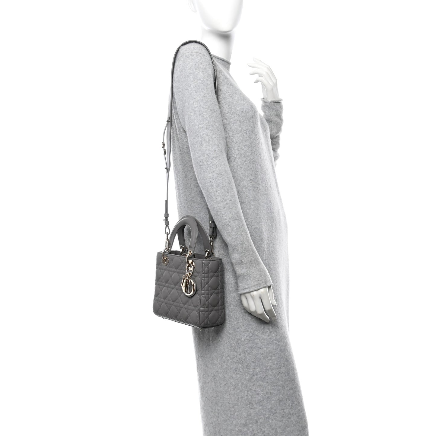 Lambskin Cannage Small My ABCDior Lady Dior Grey