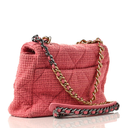 Chanel Metallic Tweed Quilted Large Chanel 19 Flap Pink 2 of 8