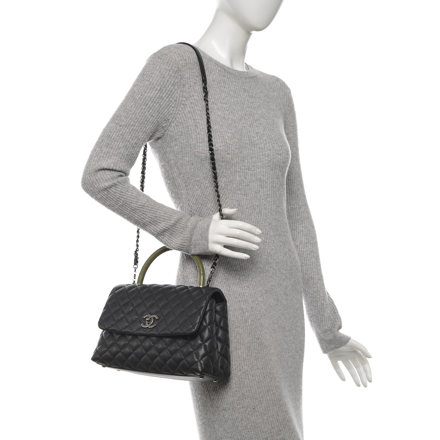 Chanel Caviar Lizard Quilted Small Coco Handle Flap Black 2 of 7