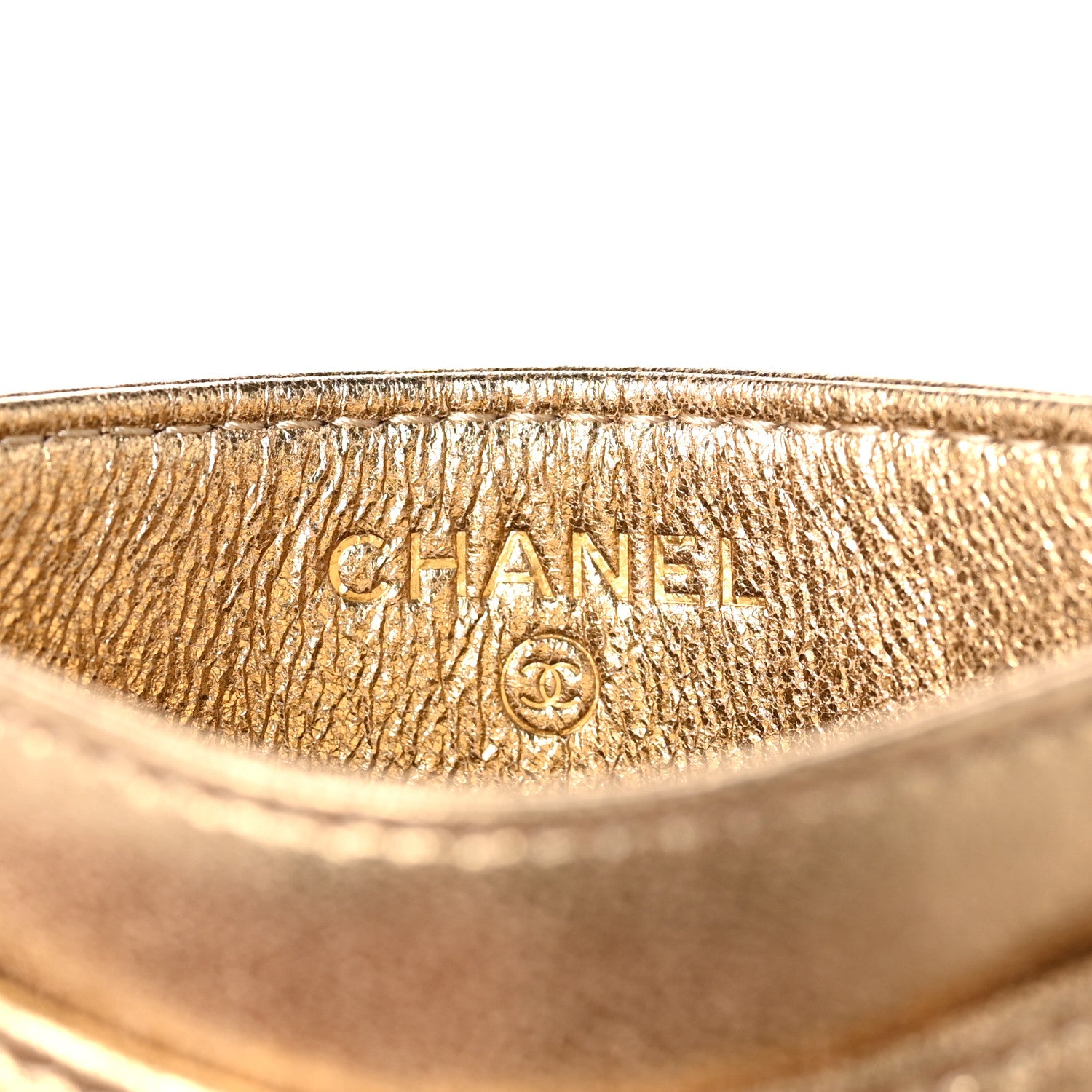 Chanel Metallic Lambskin Quilted CC Card Holder Gold 6 of 11