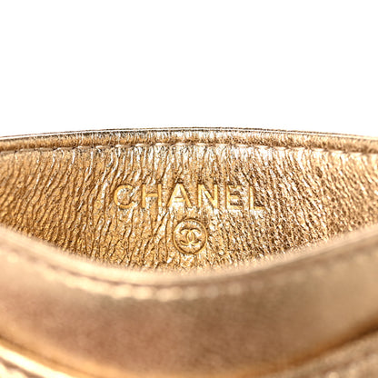Chanel Metallic Lambskin Quilted CC Card Holder Gold 6 of 11