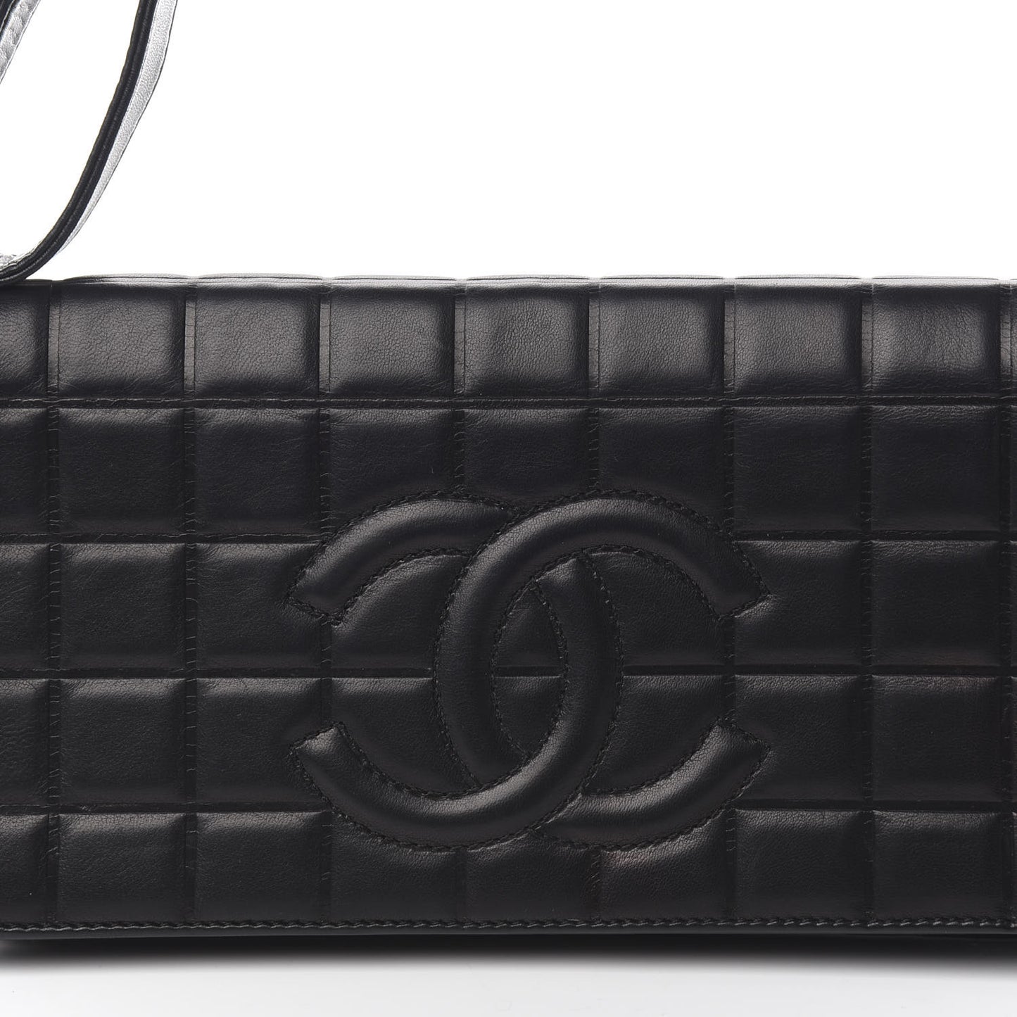 Lambskin Quilted CC Chocolate Bar Flap Black
