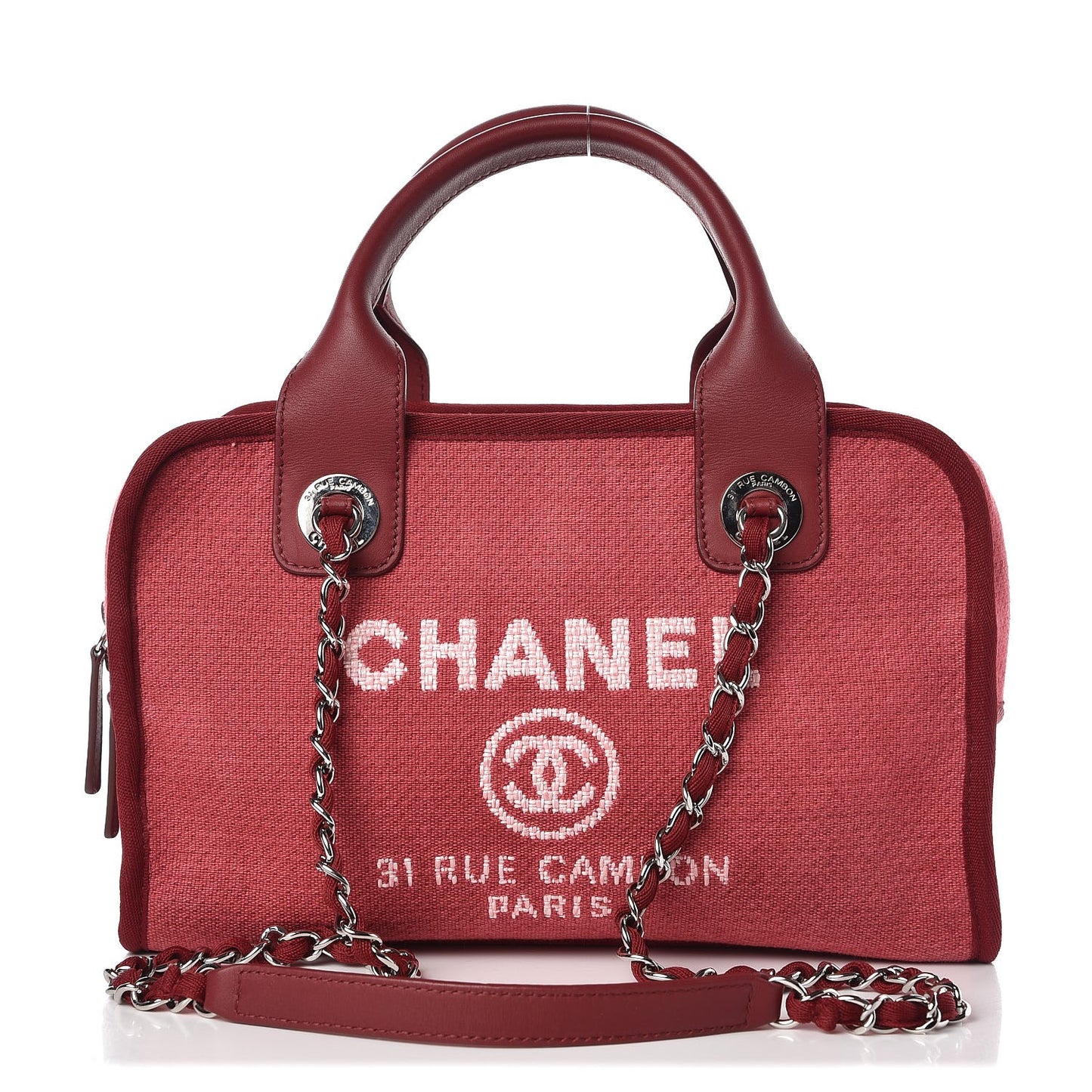 Canvas Deauville Small Bowling Bag Dark Pink