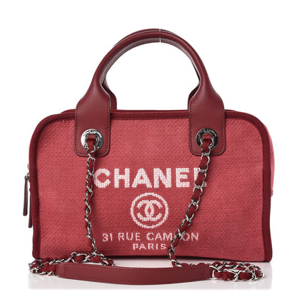 Chanel Canvas Deauville Small Bowling Bag Dark Pink 1 of 10
