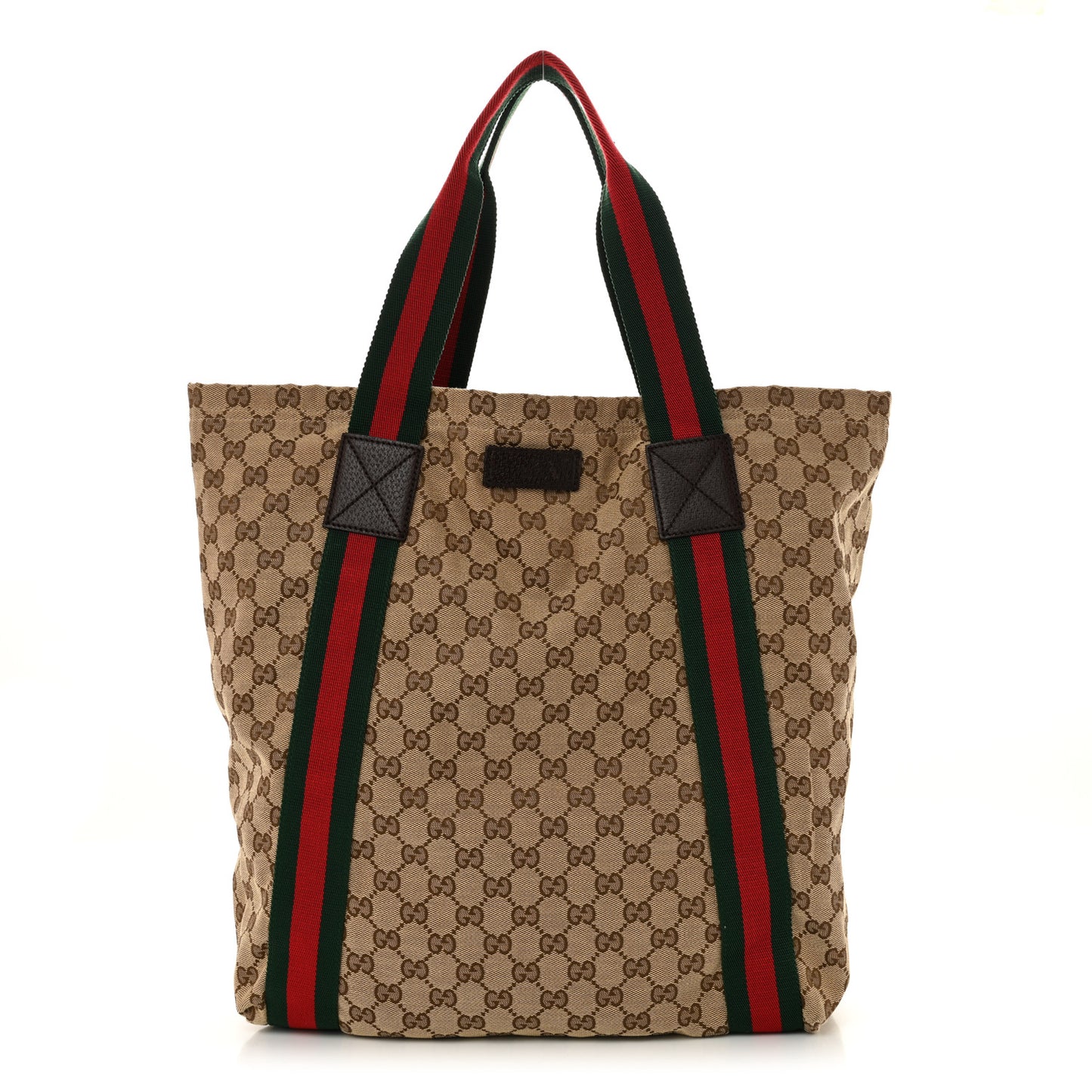 GG Monogram Medium Web Handle Vertical Tote Dark Brown