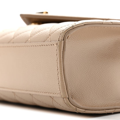 Saint Laurent Grain De Poudre Textured Mixed Matelasse Medium Triquilt Monogram Satchel Dark Beige 8 of 12