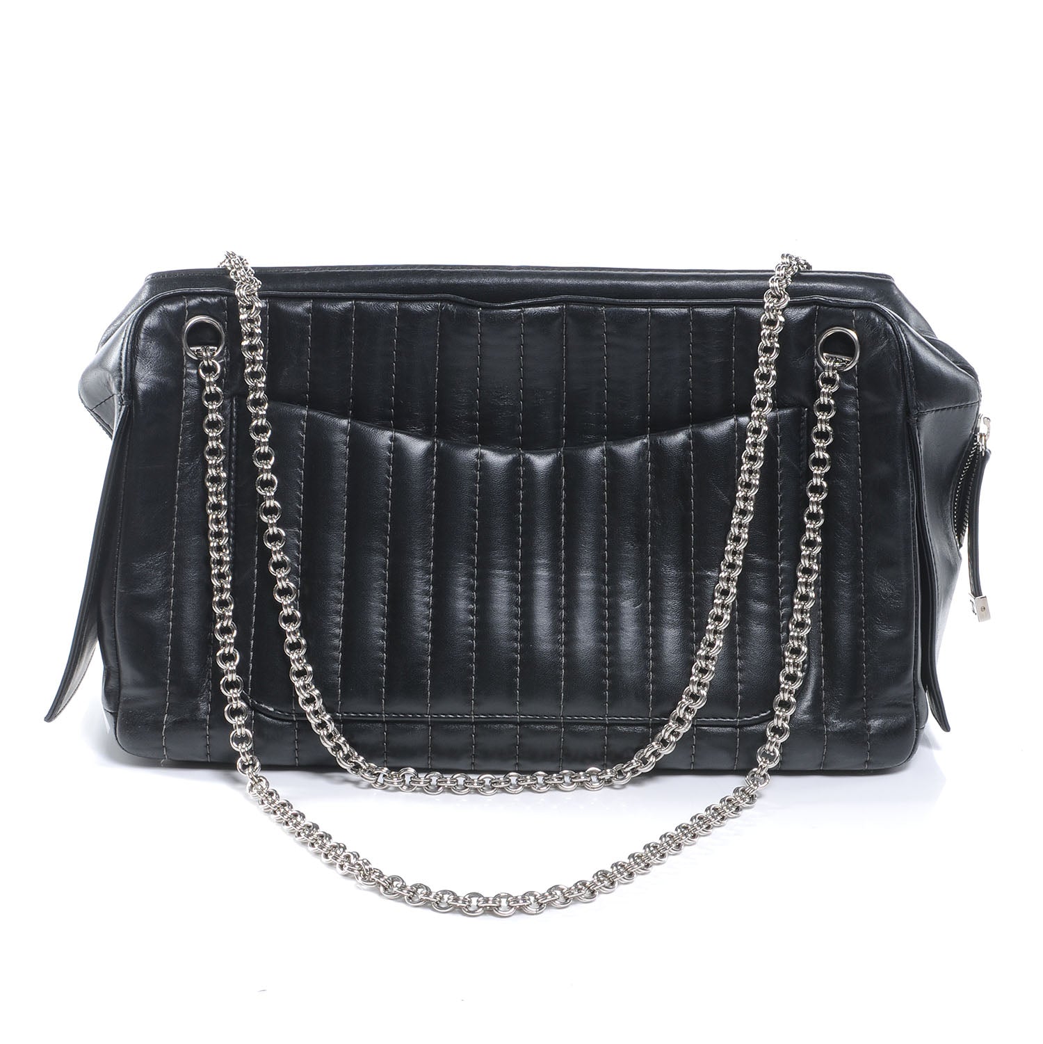 Chanel Lambskin Vertical Quilted Mademoiselle Large Flap Black 3 of 7