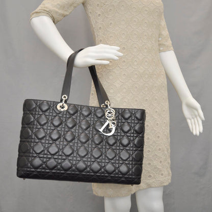 Christian Dior Lambskin Cannage Large Lady Dior Shopper Tote Black 2 of 10