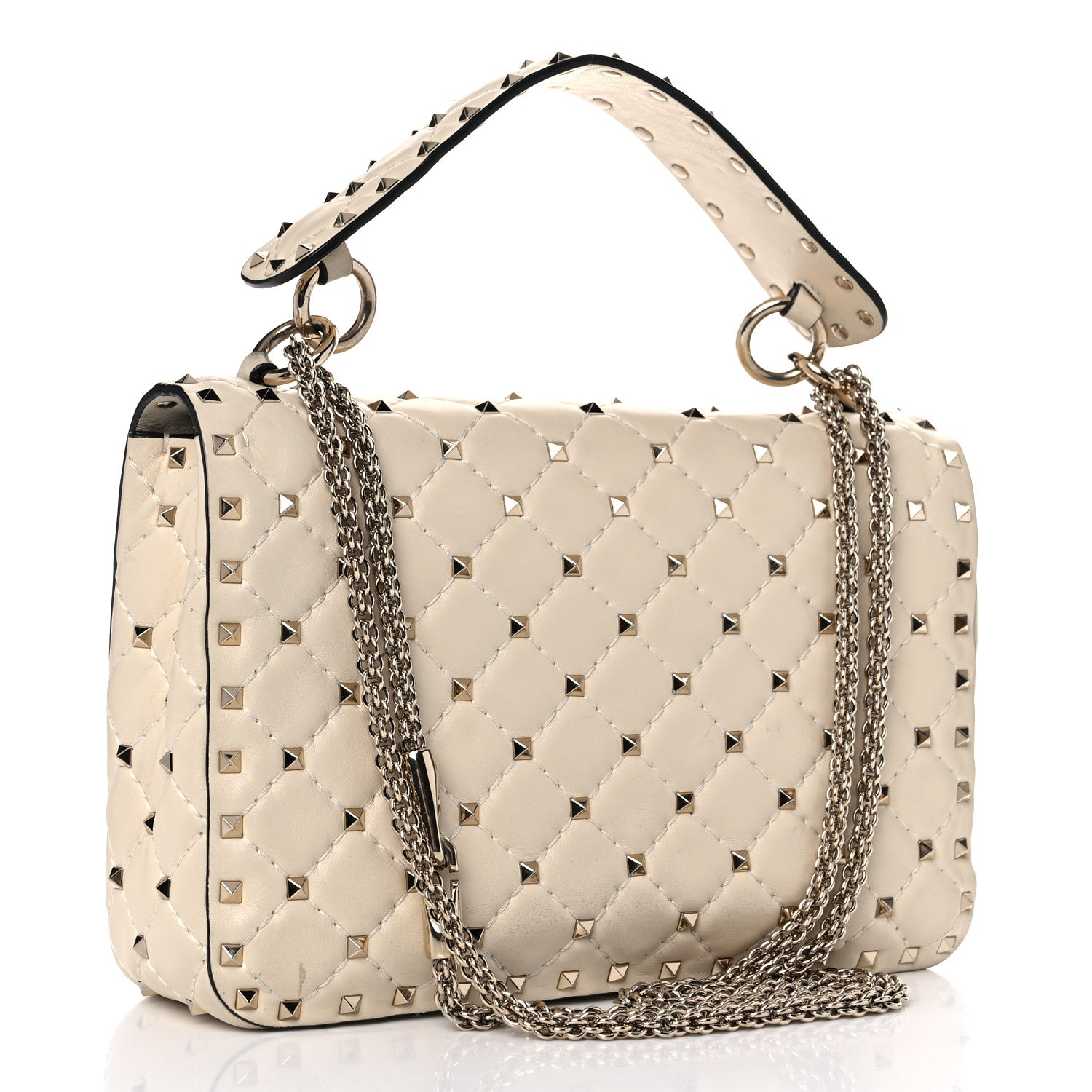 Valentino Garavani Nappa Medium Rockstud Spike Shoulder Bag Light Ivory 3 of 17