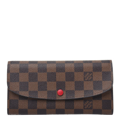 Louis Vuitton Damier Ebene Emilie Wallet Red 1 of 9