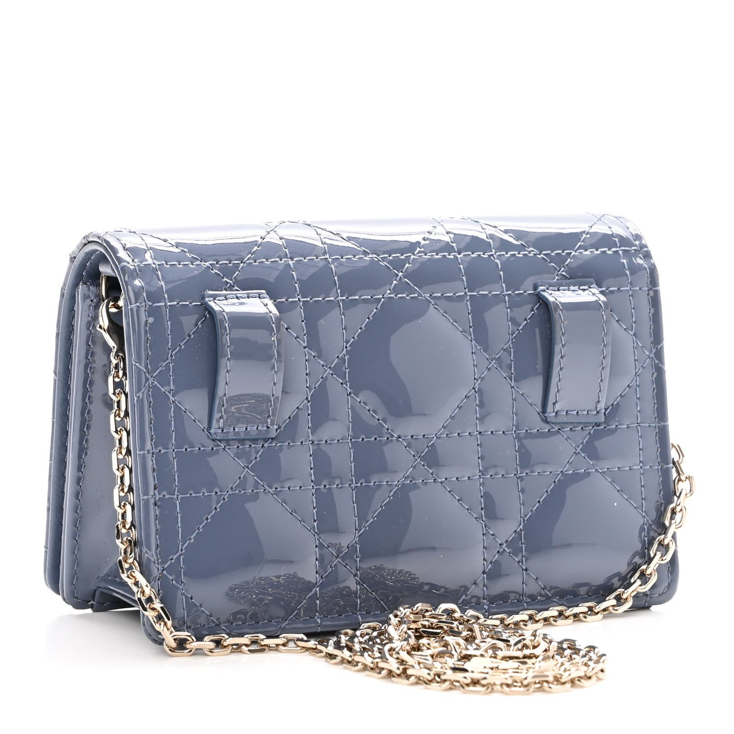 Patent Cannage Nano Lady Dior Pouch Cloud Blue