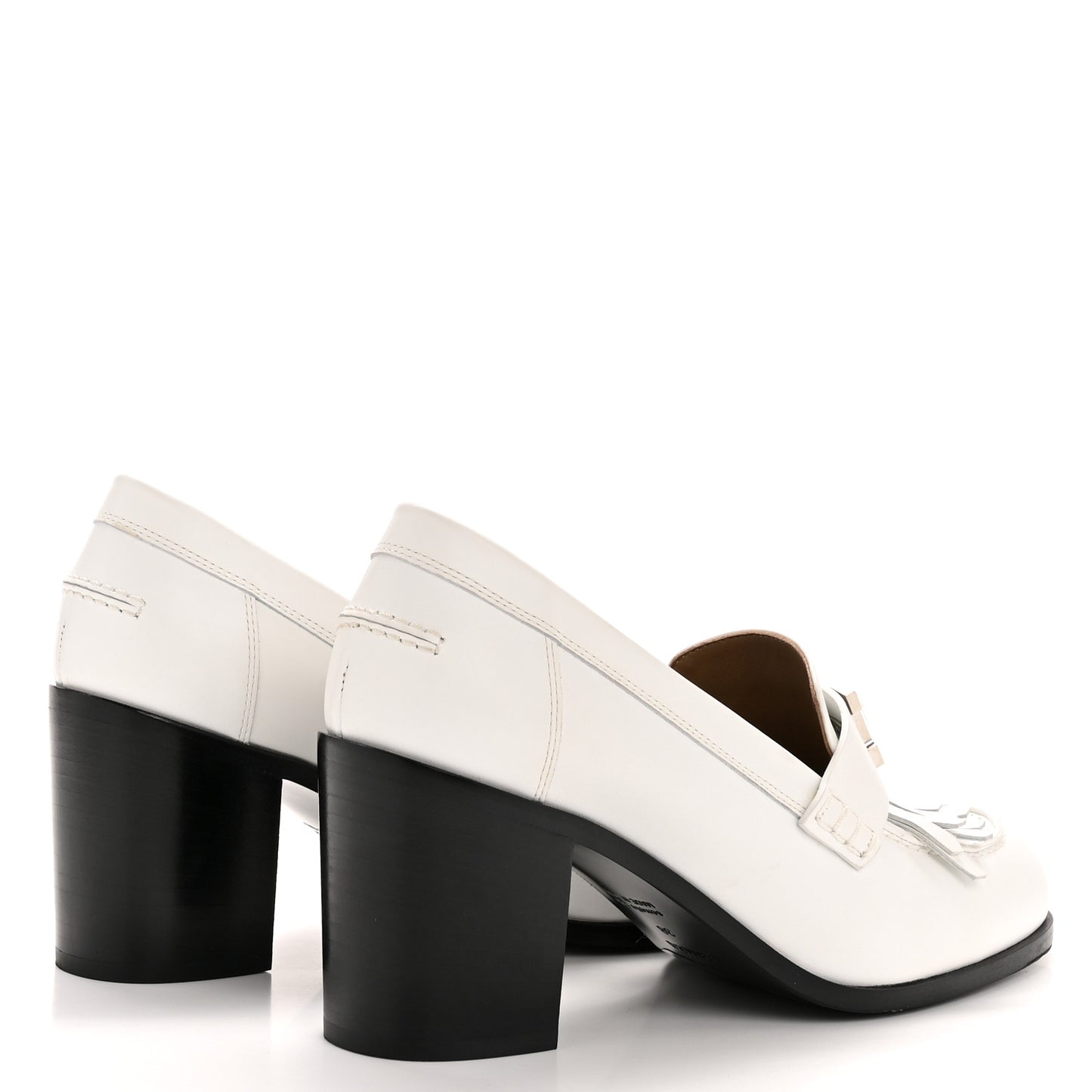Calfskin Womens Elysee 70 Moccasin Loafer Pumps 38 White