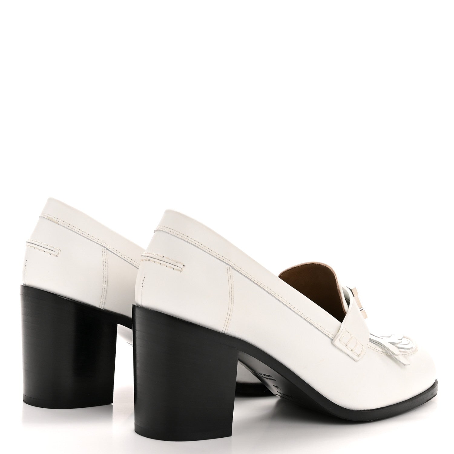 Hermes Calfskin Womens Elysee 70 Moccasin Loafer Pumps 38 White 5 of 10