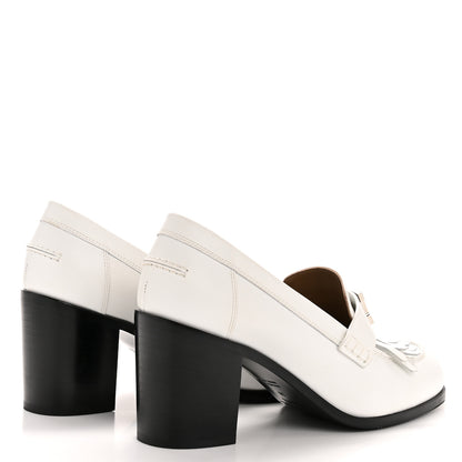 Hermes Calfskin Womens Elysee 70 Moccasin Loafer Pumps 38 White 5 of 10