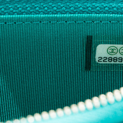 Chanel Caviar Quilted Small Zip Around Wallet Turquoise 8 of 8