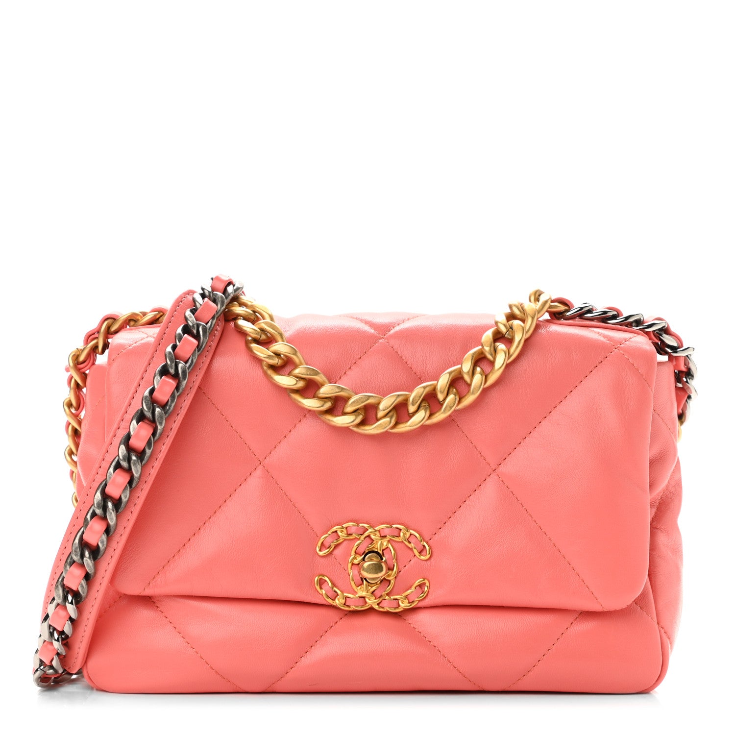 Chanel Goatskin Quilted Medium Chanel 19 Flap Pink 1 of 10