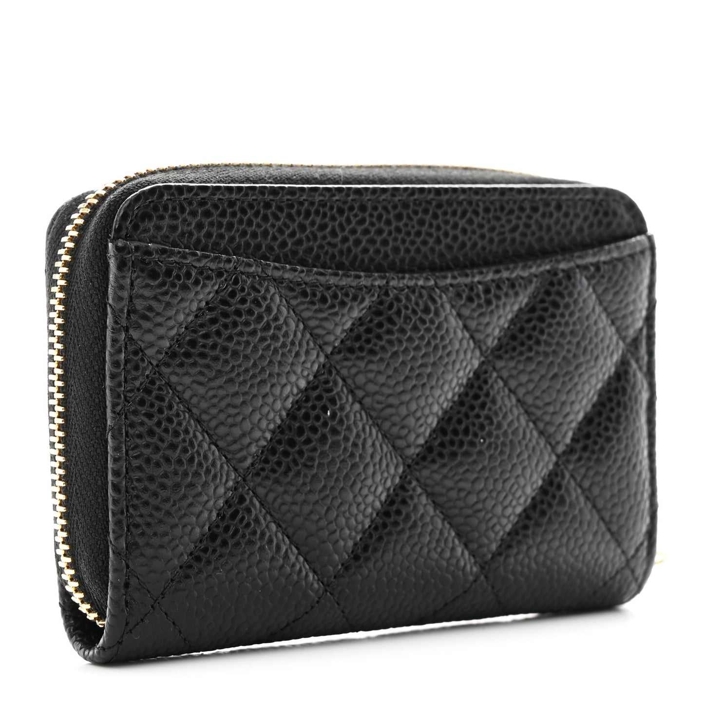 Caviar Quilted Zip Coin Purse Black