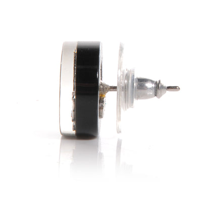 Chanel Resin CC Earrings Black Silver 5 of 5
