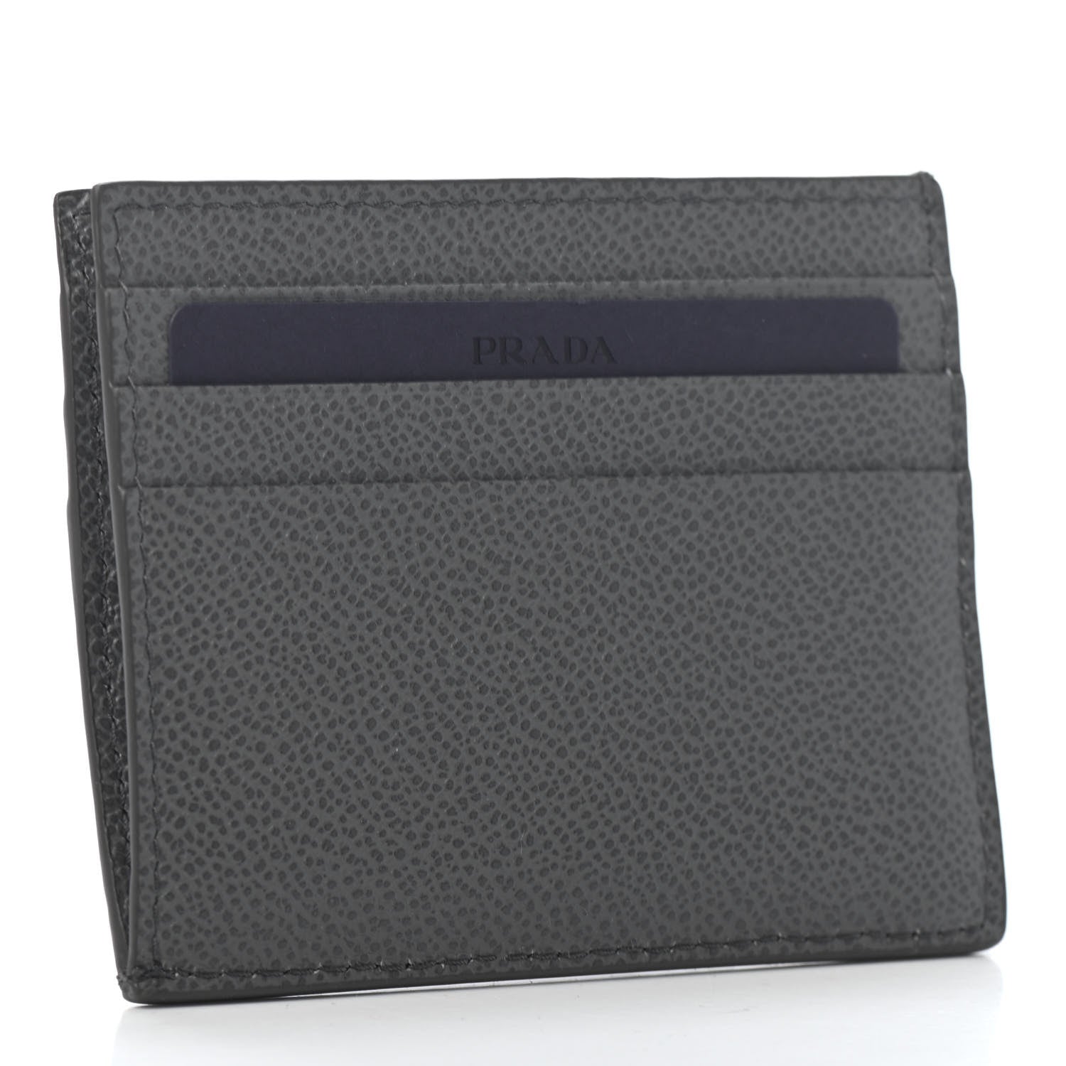 Prada Vitello Micro Grain Card Holder Mercurio Baltico 2 of 4