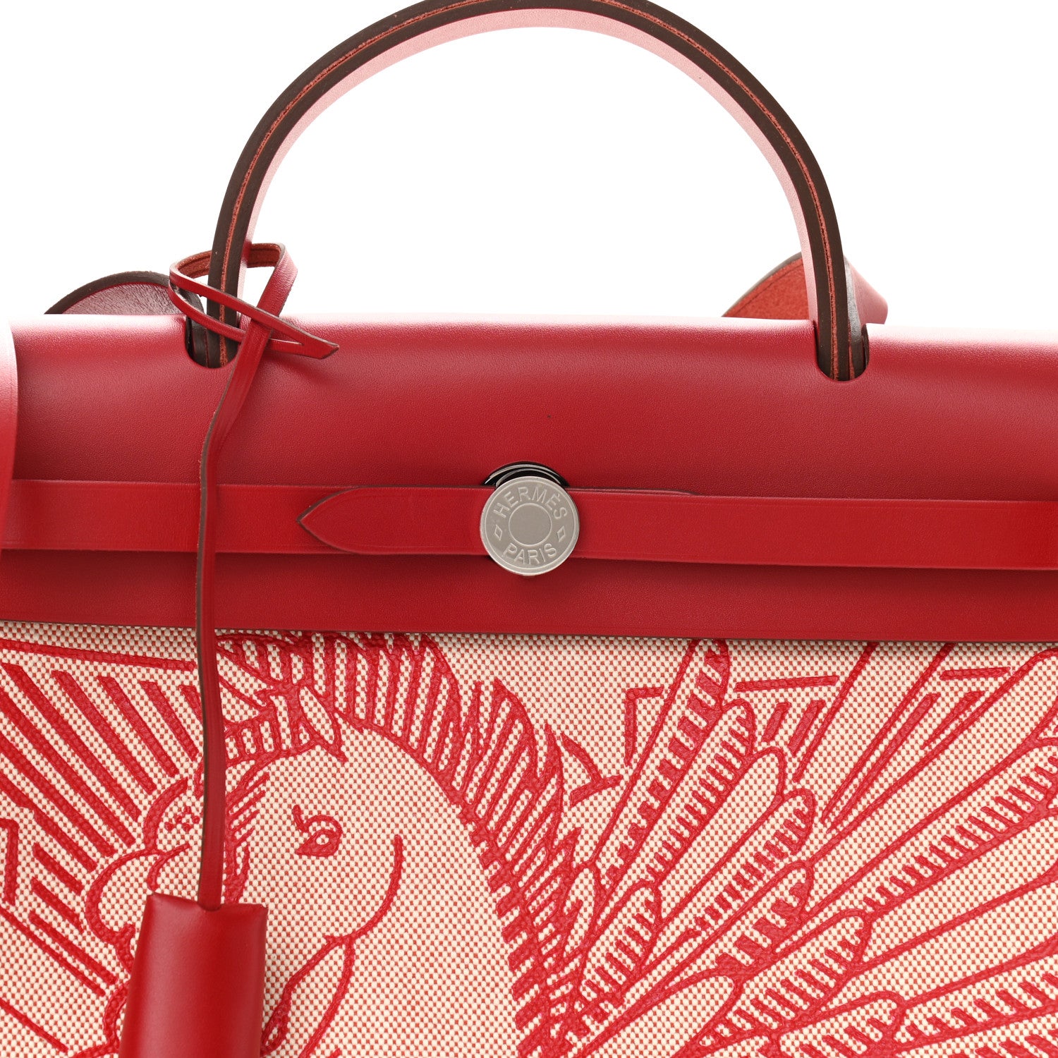 Hermes Vache Hunter Toile Pegase Pop Herbag Zip Retourne 31 PM Rouge Piment 8 of 11