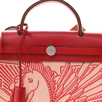 Hermes Vache Hunter Toile Pegase Pop Herbag Zip Retourne 31 PM Rouge Piment 8 of 11