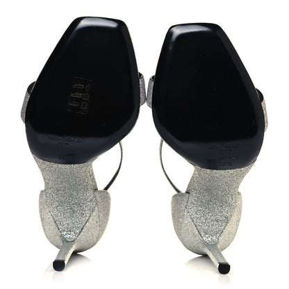 Saint Laurent Glitter Amber 105 Ankle Strap Sandals 38.5 Silver 5 of 8
