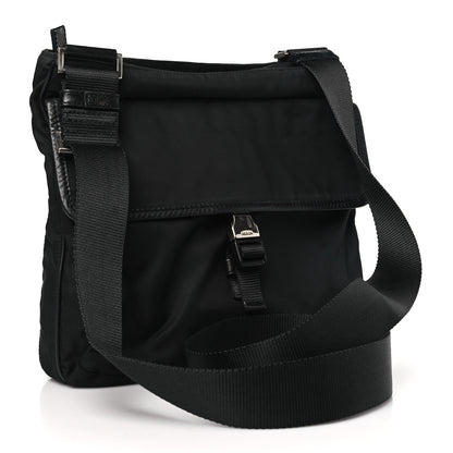 Prada Tessuto Nylon Saffiano Logo Messenger Bag Black 2 of 8