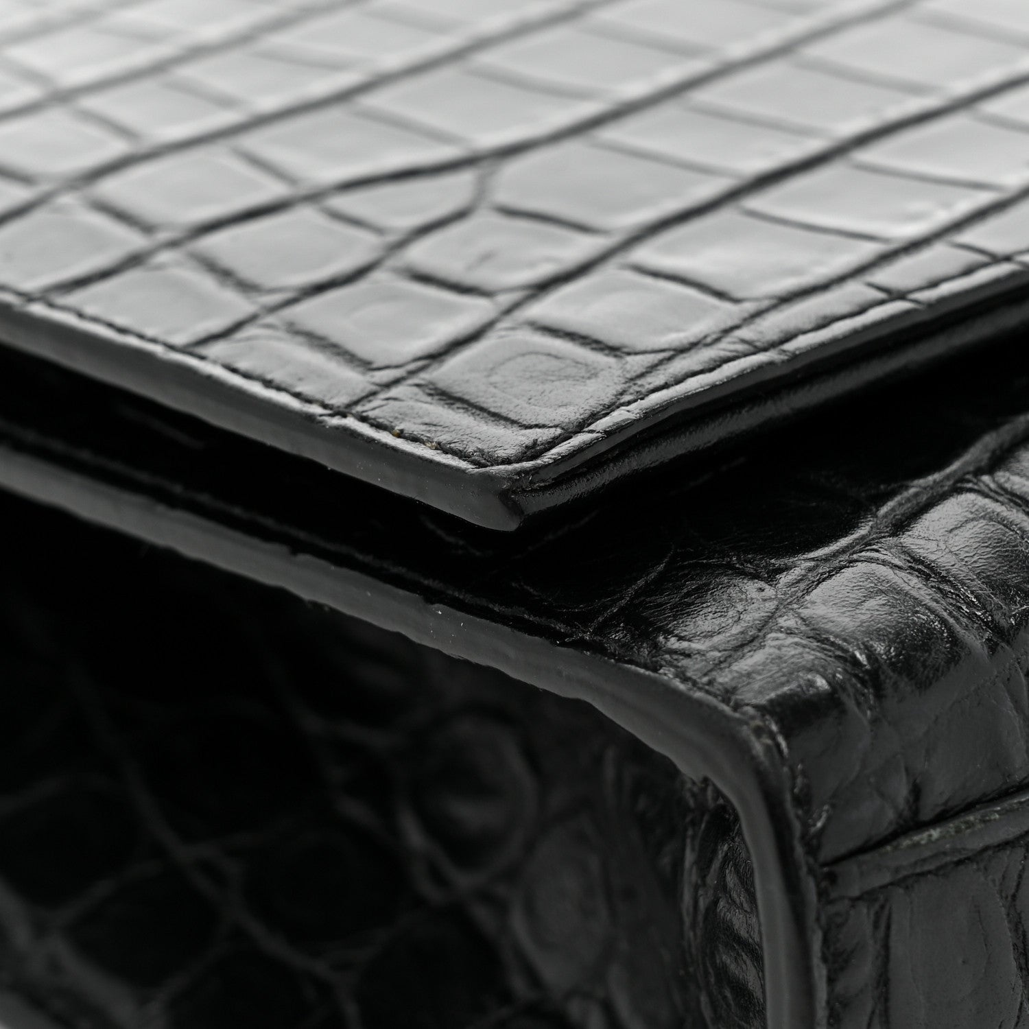 Saint Laurent Calfskin Crocodile Embossed Medium Classic Monogram Kate Tassel Satchel Black 14 of 15